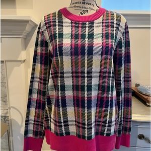 CHARTER CLUB Cozy Colorful Pink Plaid Whimsy Crewneck Sweater size L